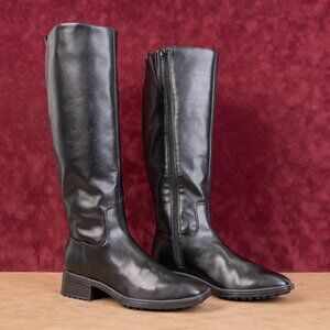 Nine West Women Cindy Black Vegan Leather Riding Equestrian Knee Boots sz 7